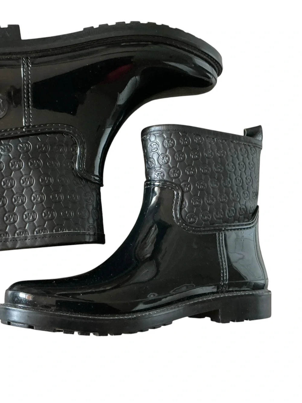 Michael Kors women’s Blakeley logo embossed ankle rain boots black size 8